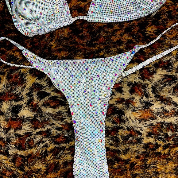 Metallic AB Sparkle Rhinestone Thong Bikini 👙✨✨ - Picture 6 of 7